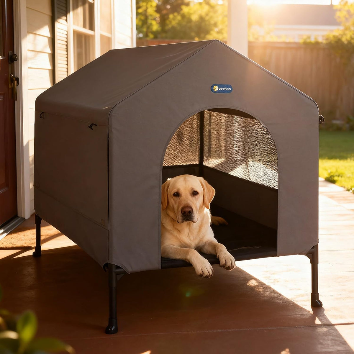 veehoo 41" dog house, 2-in-1 large dog house, main product view