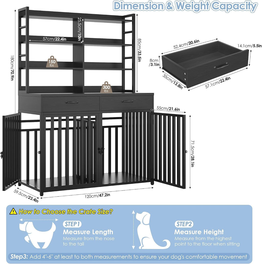keyluv 71''h x 47.2''w large dog crate furniture, package contents