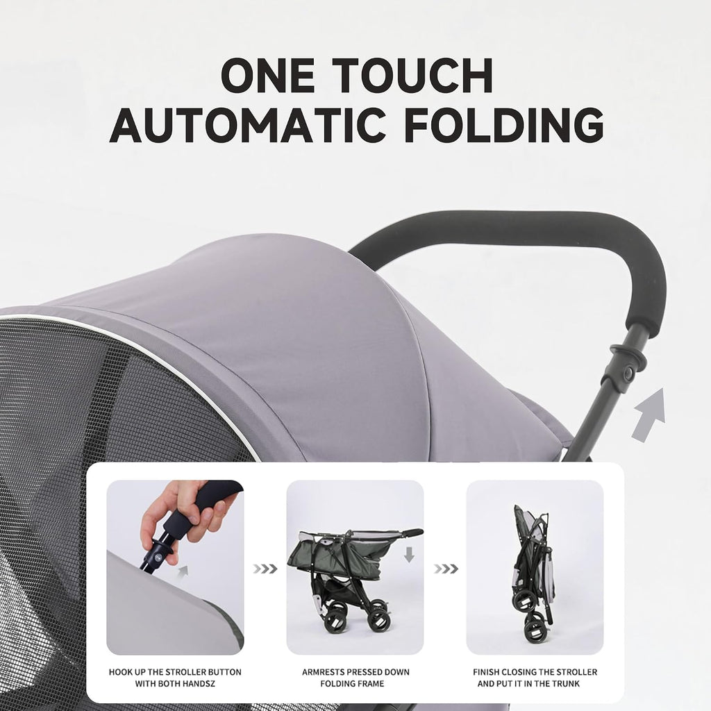 sunny sonny foldable jogger pet stroller with weather, close-up detail