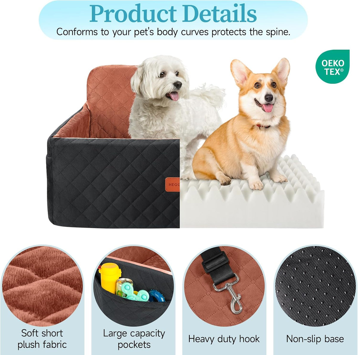 dog car seat for medium large dogs under, side view