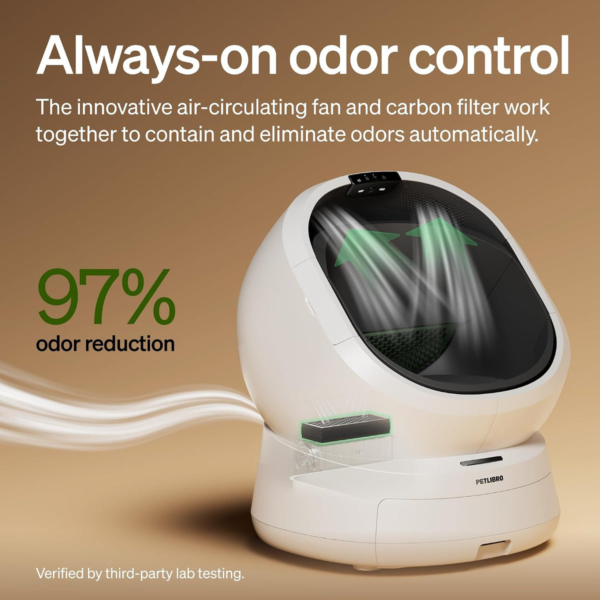 petlibro automatic litter box with ai-camera waste analysis, close-up detail