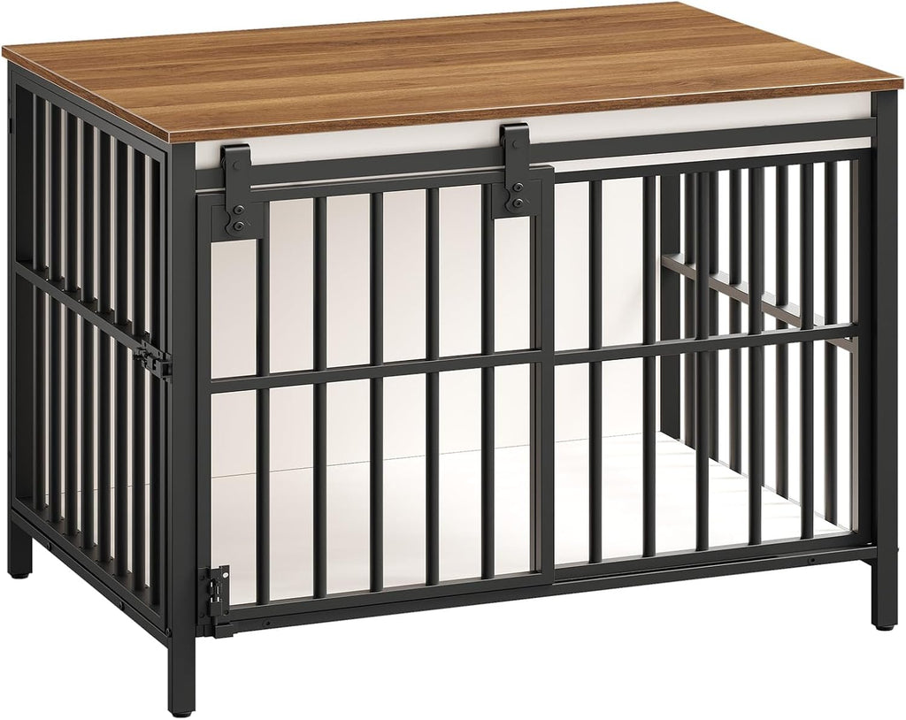 hoobro dog crate furniture with sliding barn door, view 9