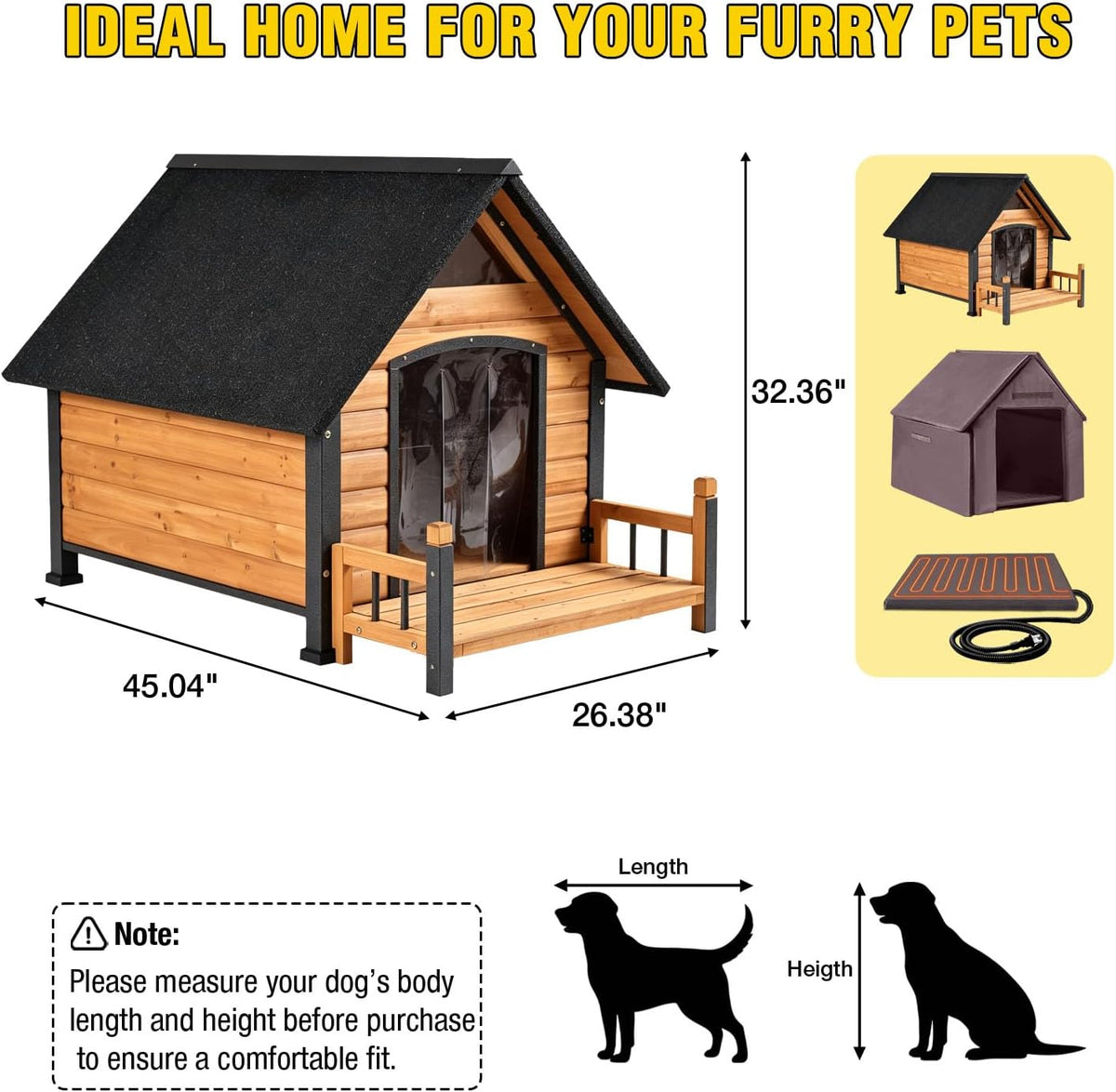 aivituvin heated dog house outdoor with insulated liner,brown, package contents