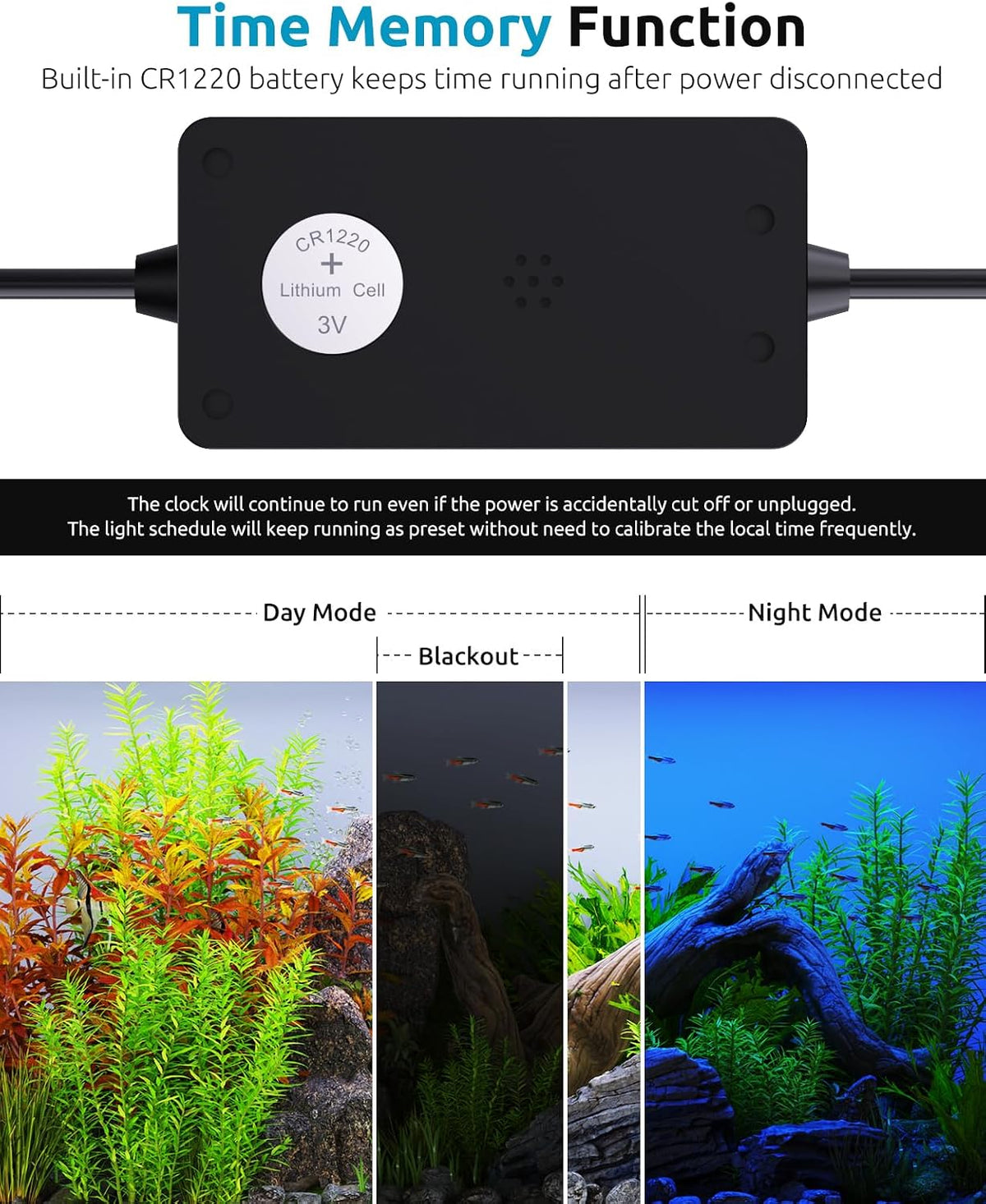seaoura aquarium led light with 24/7 timer for, close-up detail