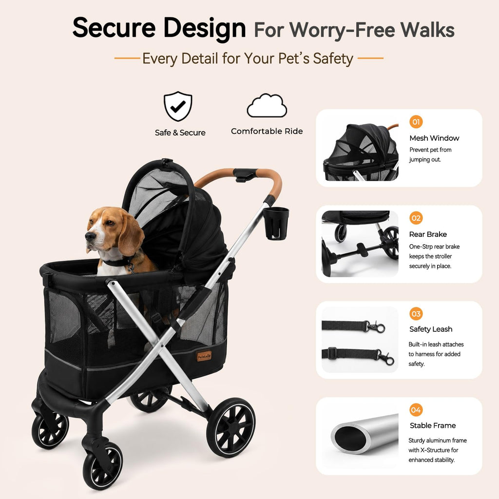 dog stroller for medium and small dogs, lightweight, close-up detail