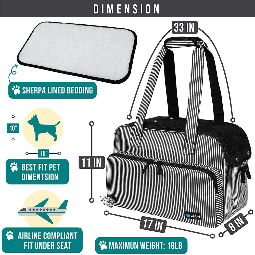 petami small dog purse carrier, airline approved soft shown in use