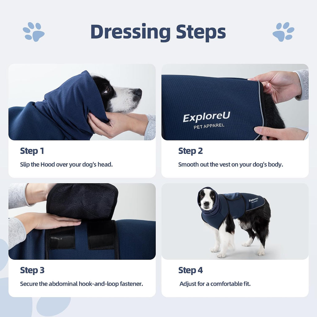 dog anxiety vest–dog calming shirt for noise,separation,blue,l(22-33lbs), close-up detail