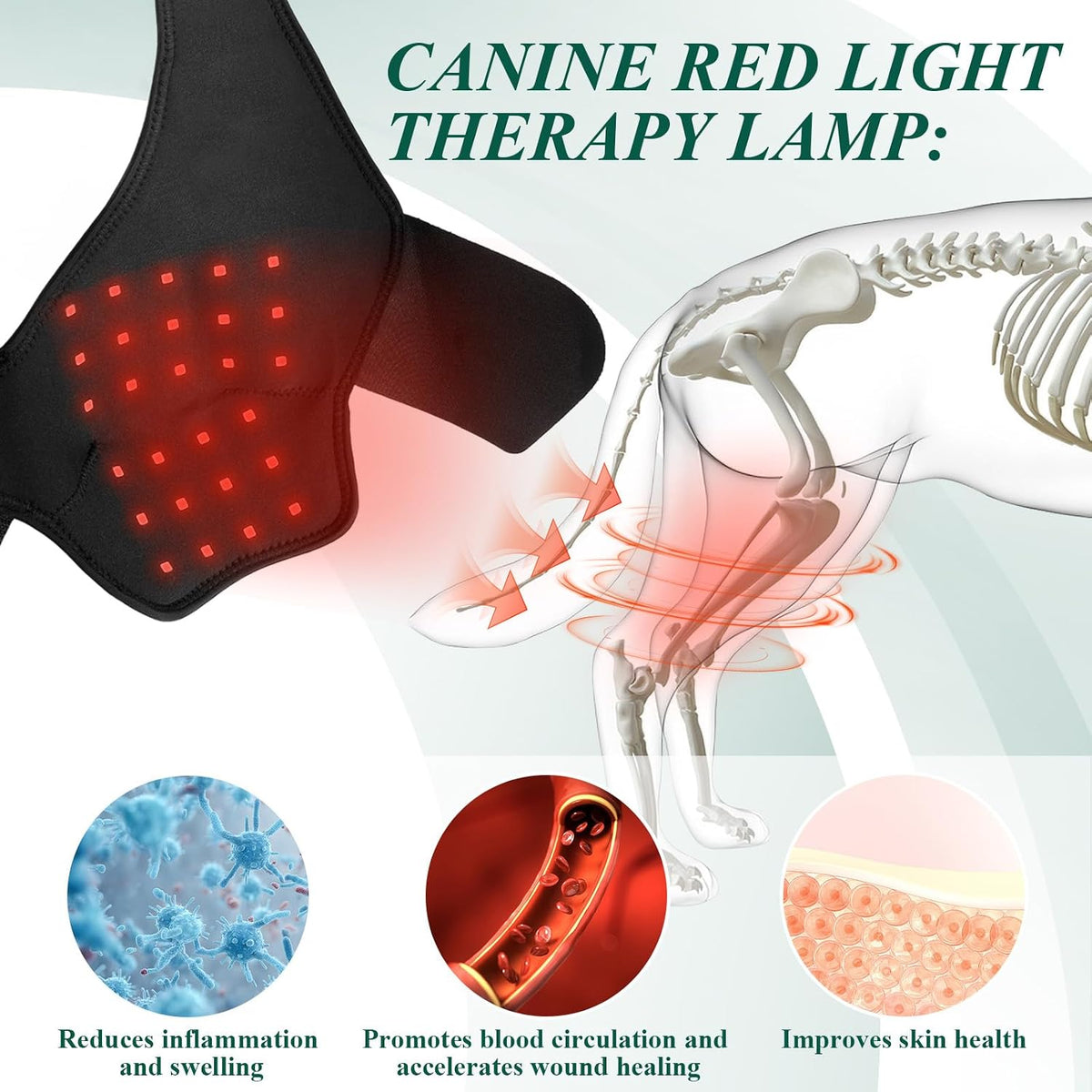dog knee brace for acl support, red & shown in use