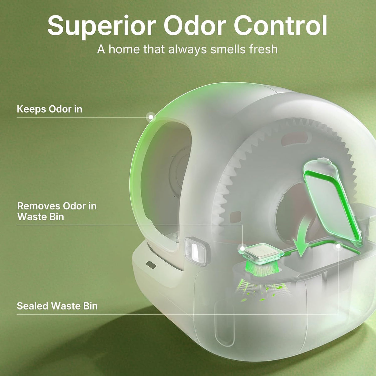 petkit purobot max 3 odor free&leak control, self-cleaning, side view
