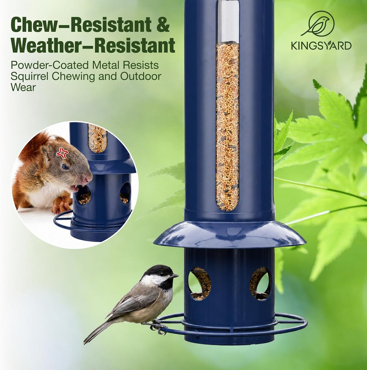 kingsyard squirrel proof hanging bird feeder for outdoors, side view