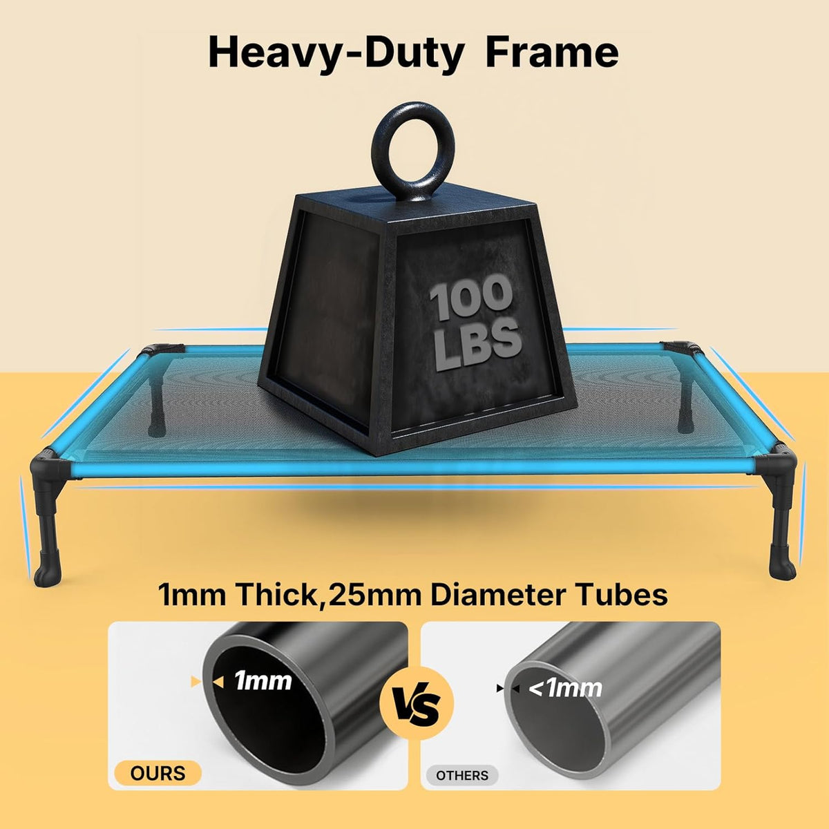 veehoo outdoor elevated dog bed large sized dogs, side view