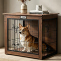 walnut dog crate furniture with reversible side door, main product view