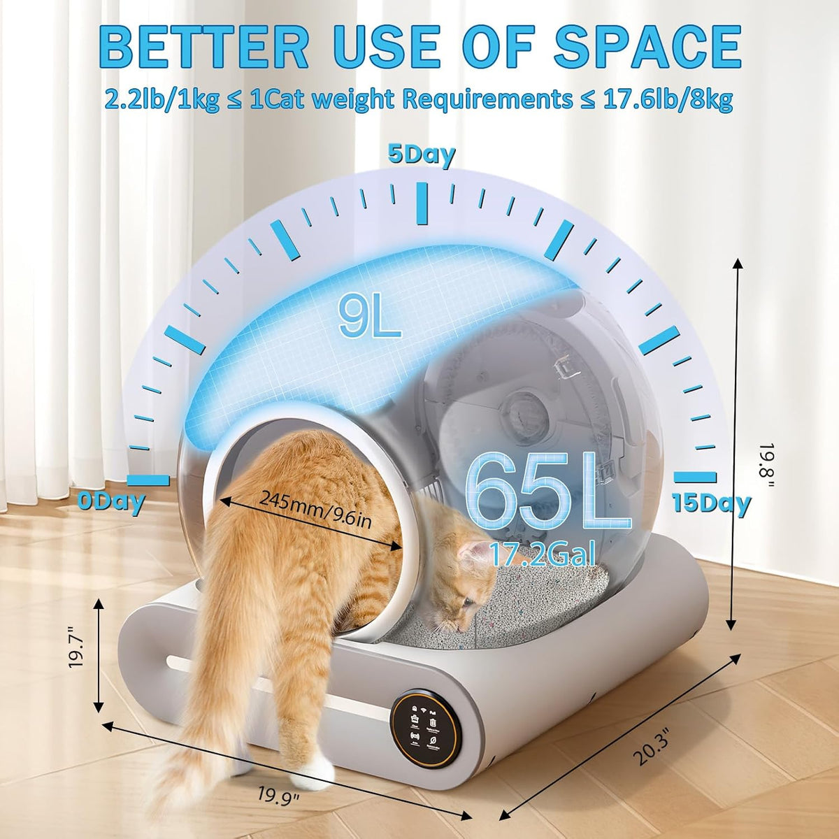 suanpot self cleaning cat litter box, automatic robot shown in use