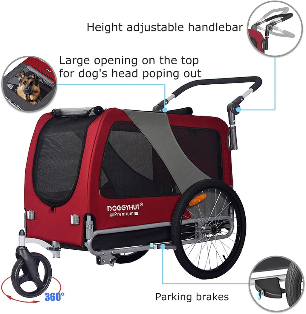 doggyhut® premium x large pet bike trailer & shown in use