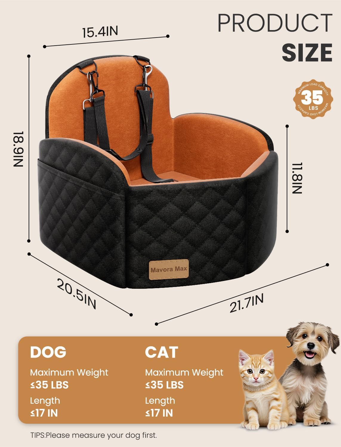 dog car seat booster for small/medium dogs up, close-up detail