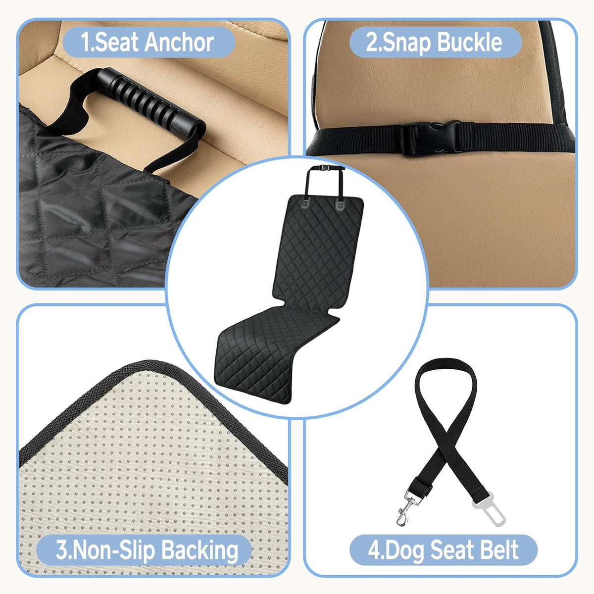 dog car seat extender with seat cover, front on a desk or shelf