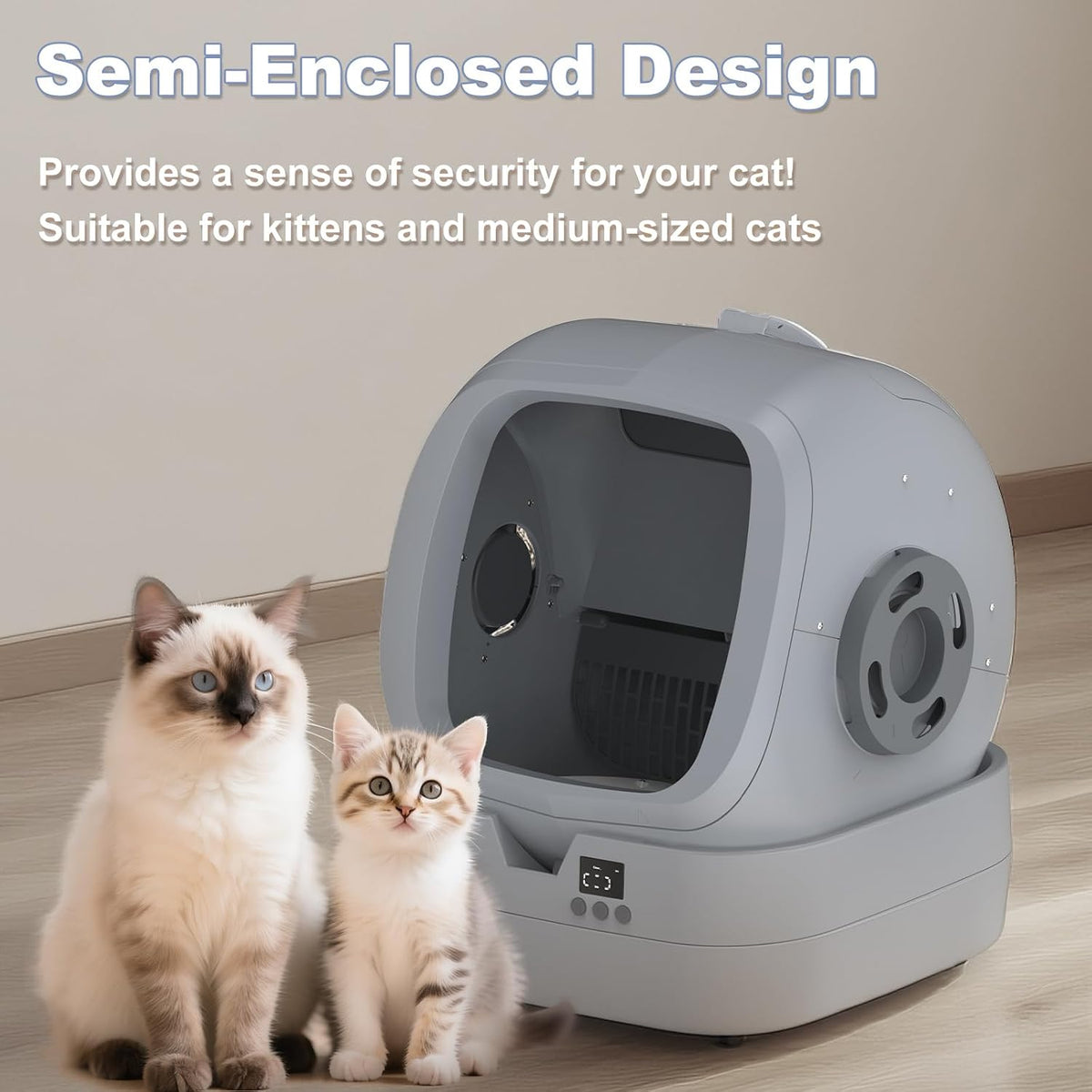 upfas automatic cat litter box self cleaning shown in use