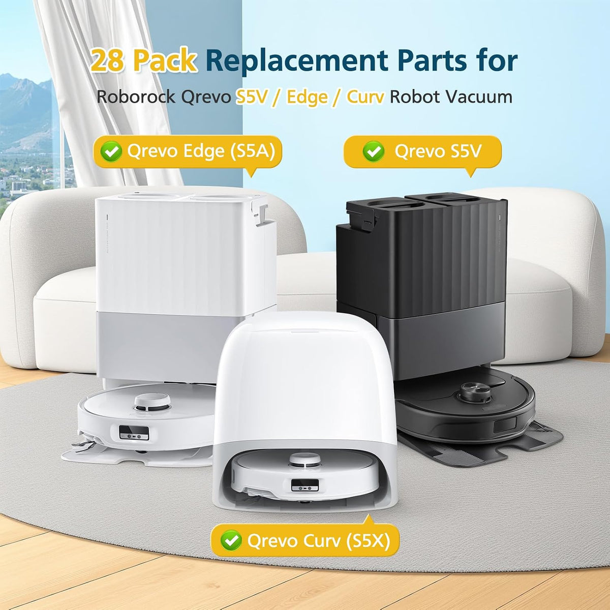 qrevo s5v replacement parts for roborock qrevo s5v shown in use