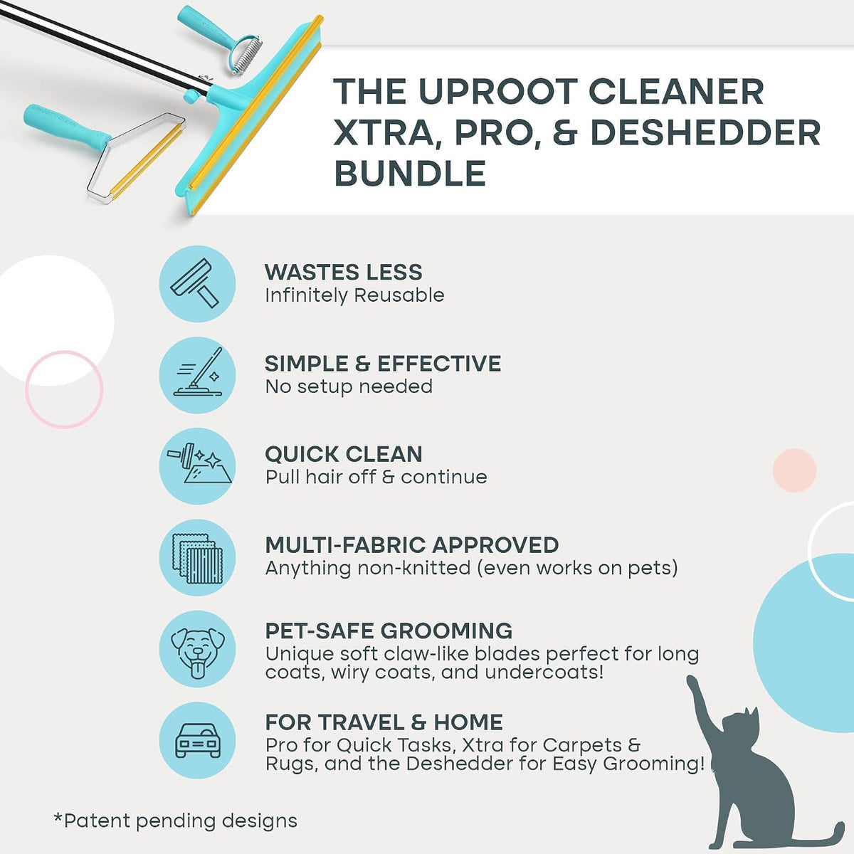 uproot clean deshedder xtra, pro, & deshedder bundle, side view