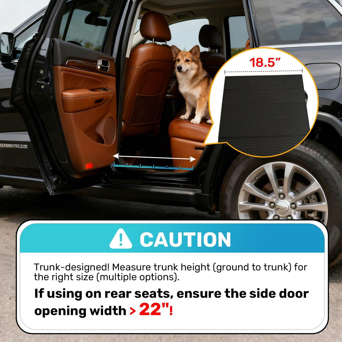 heeyoo 71" extra long dog ramp for car shown in use