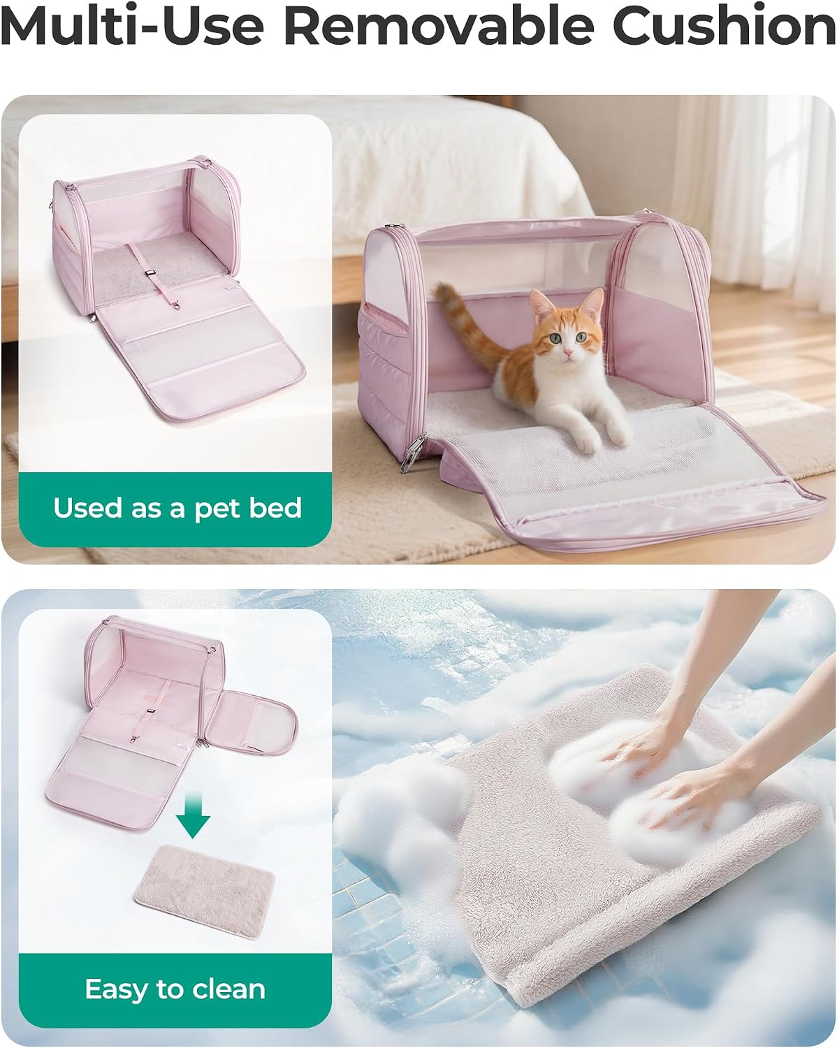 bagsmart cat carrier soft-sided puffy quilted collapsible pet, side view