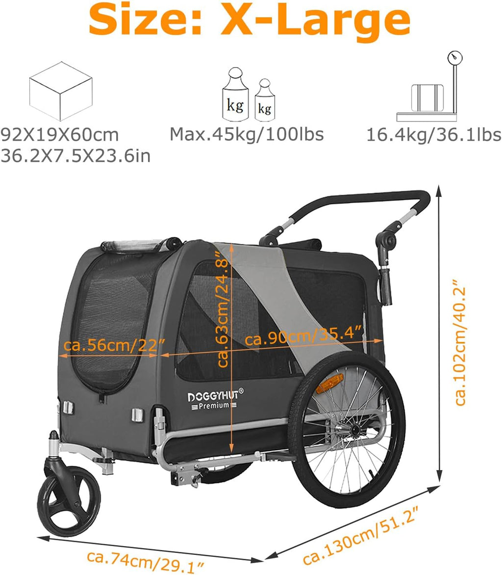 doggyhut® premium x large pet bike trailer &, package contents