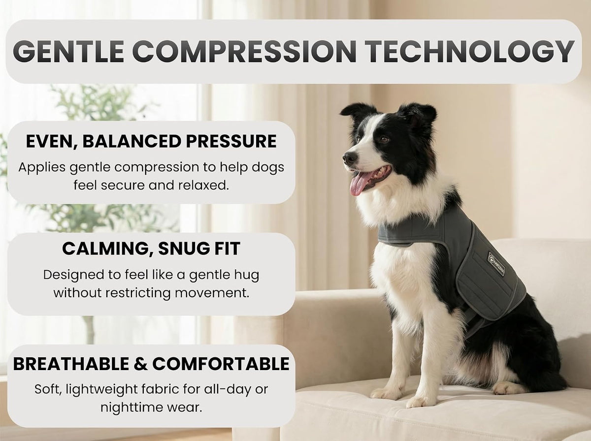 dog anxiety vest – calming vest & compression showing dimensions
