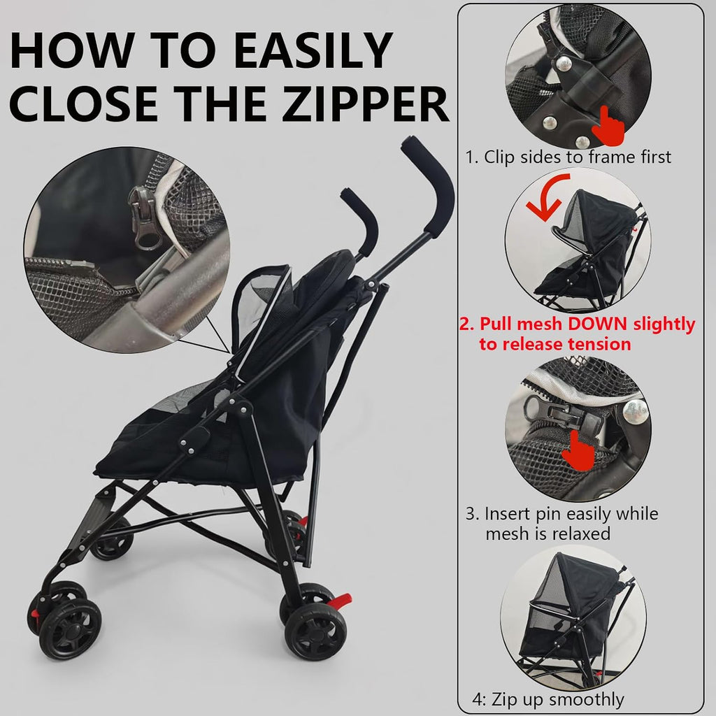 cat stroller foldable lightweight for small dogs cats, close-up detail