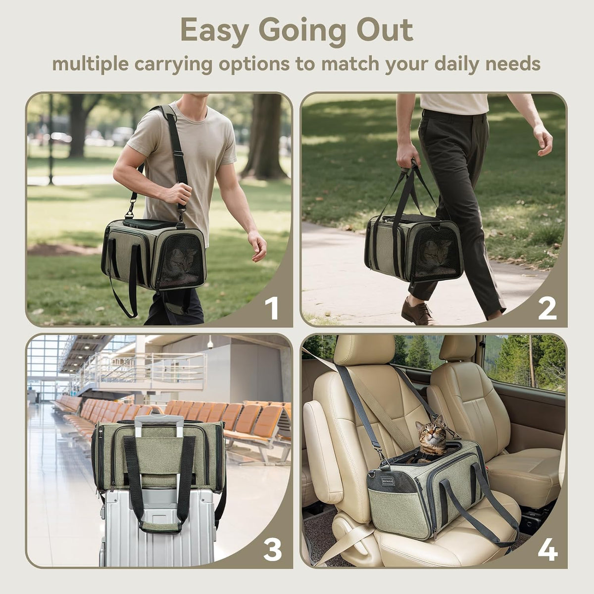 petsfit small double expandable cat carrier for kittens showing dimensions