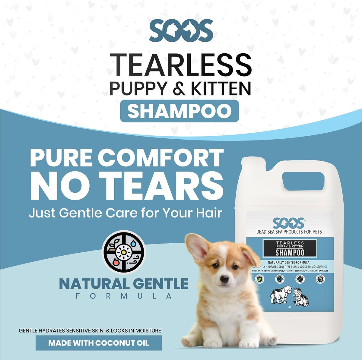 soos pets pet shampoo natural dead sea tear-less, close-up detail