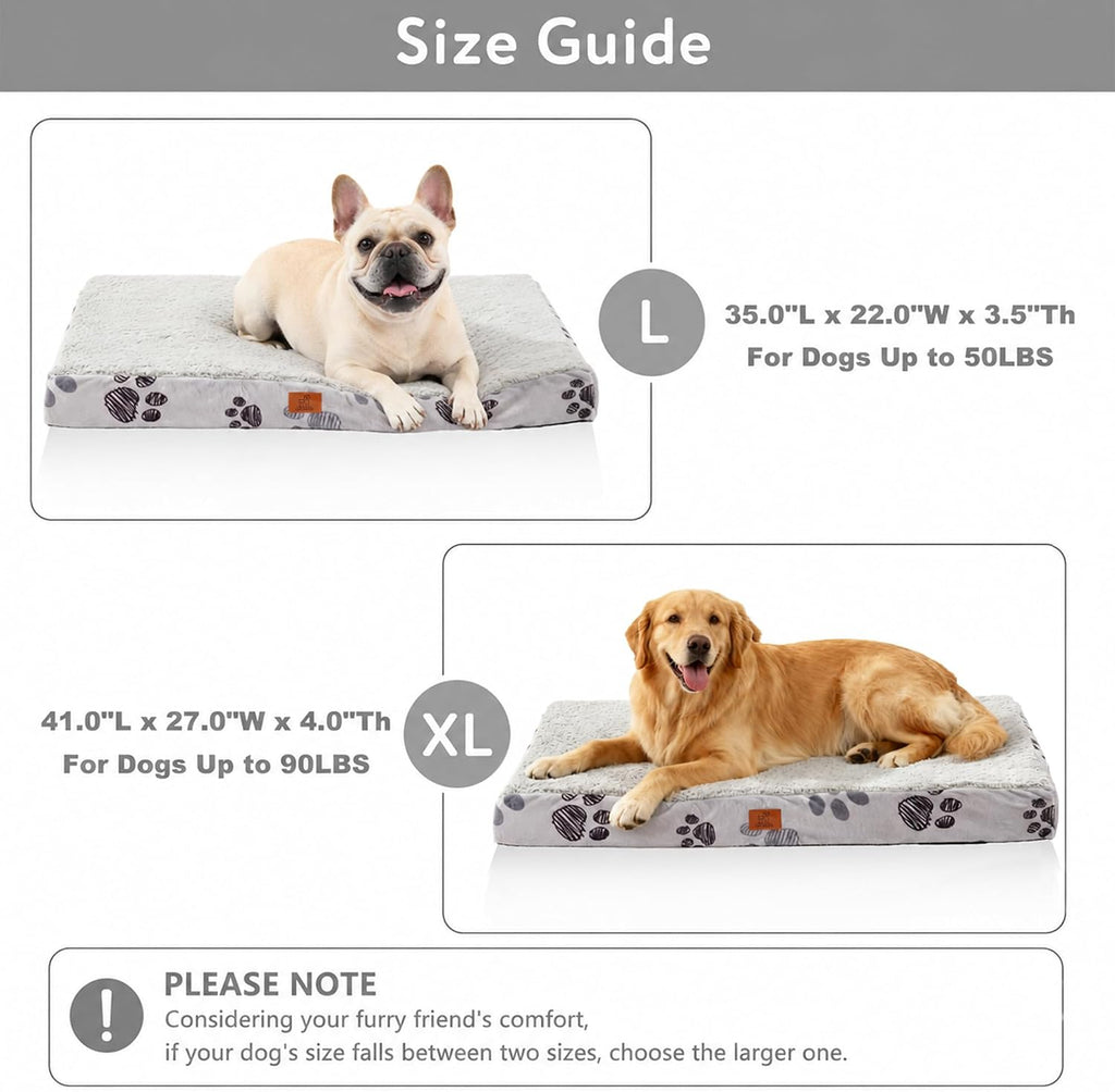 orthopedic xl dog bed for crate 41x27 inch showing dimensions