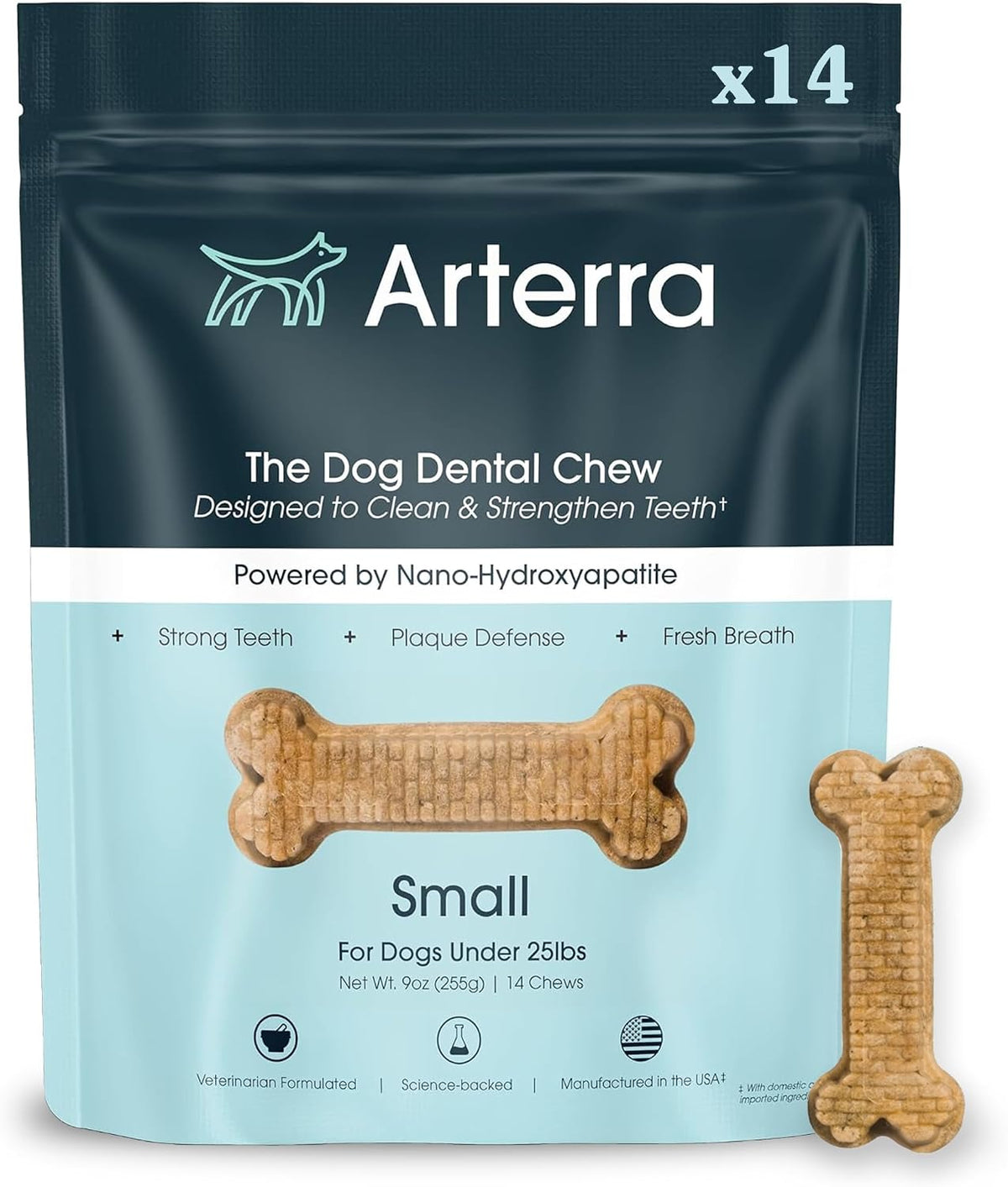 arterra dental chews for small dogs with nano-hydroxyapatite, main product view