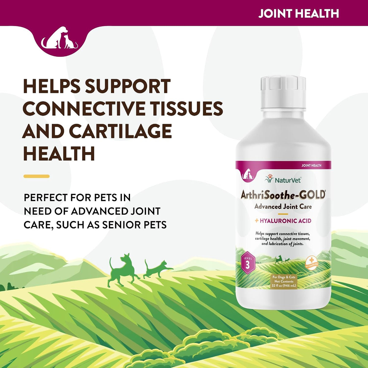 naturvet arthrisoothe-gold for dogs joint supplement, level 3, close-up detail