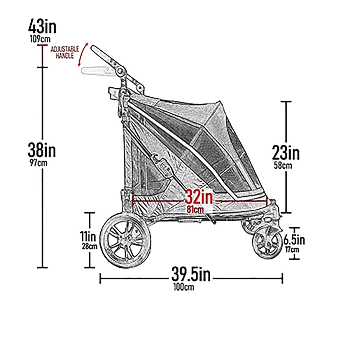 pet gear no-zip expedition pet stroller, light graphite shown in use