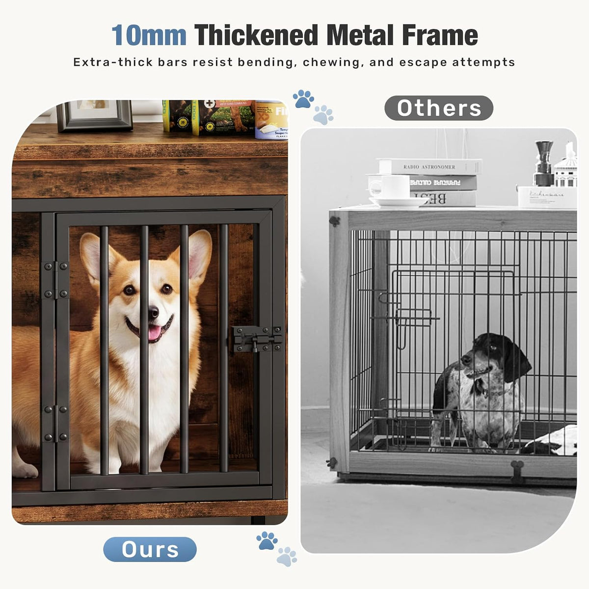 dumos 54" dog crate furniture for 2 dogs showing dimensions