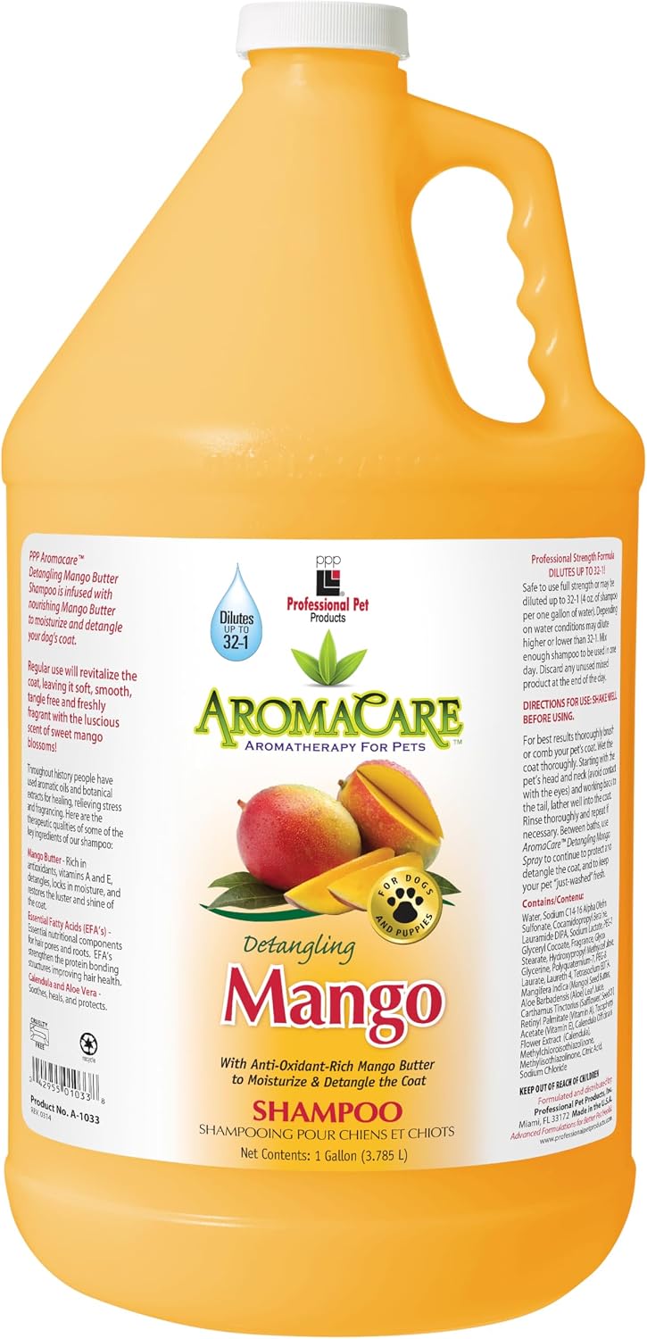 ppp aromacare detangling mango shampoo for dogs, main product view