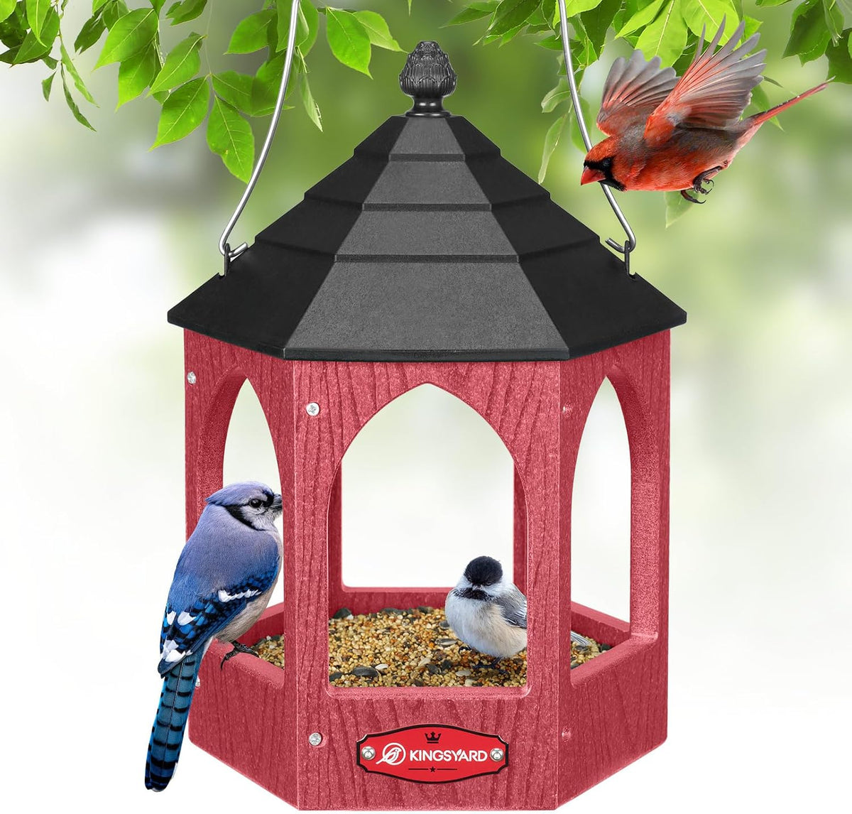 kingsyard platform bird feeder for outdoor hanging, main product view