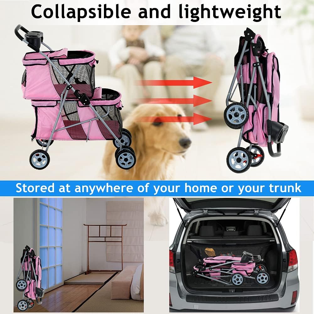 dkeli 4 wheel pet stroller for small and, side view