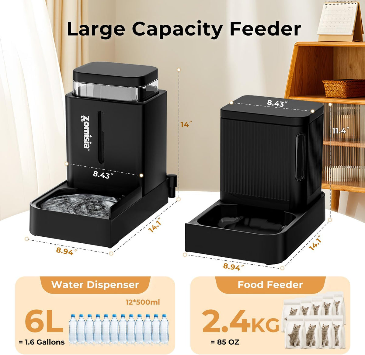 zomisia gravity dog food and water dispenser, 1.6, close-up detail