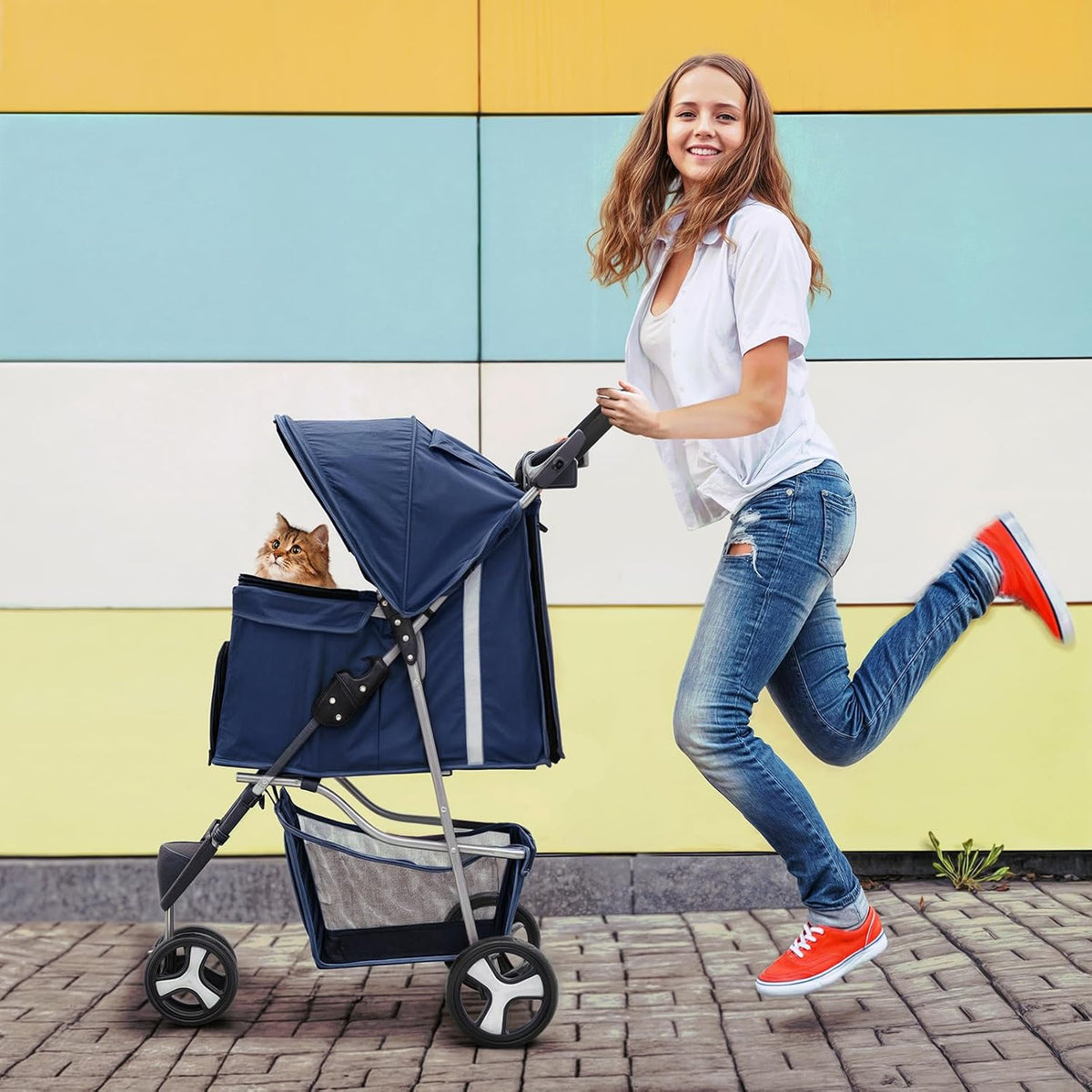 monibloom pet stroller for small/medium dogs and cats, close-up detail