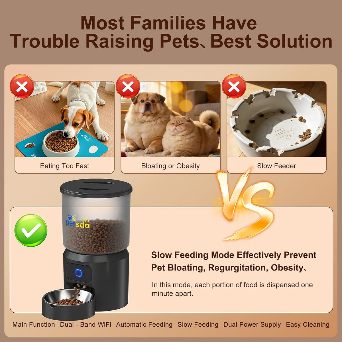 automatic cat feeders 4l timed dry food dispenser showing dimensions