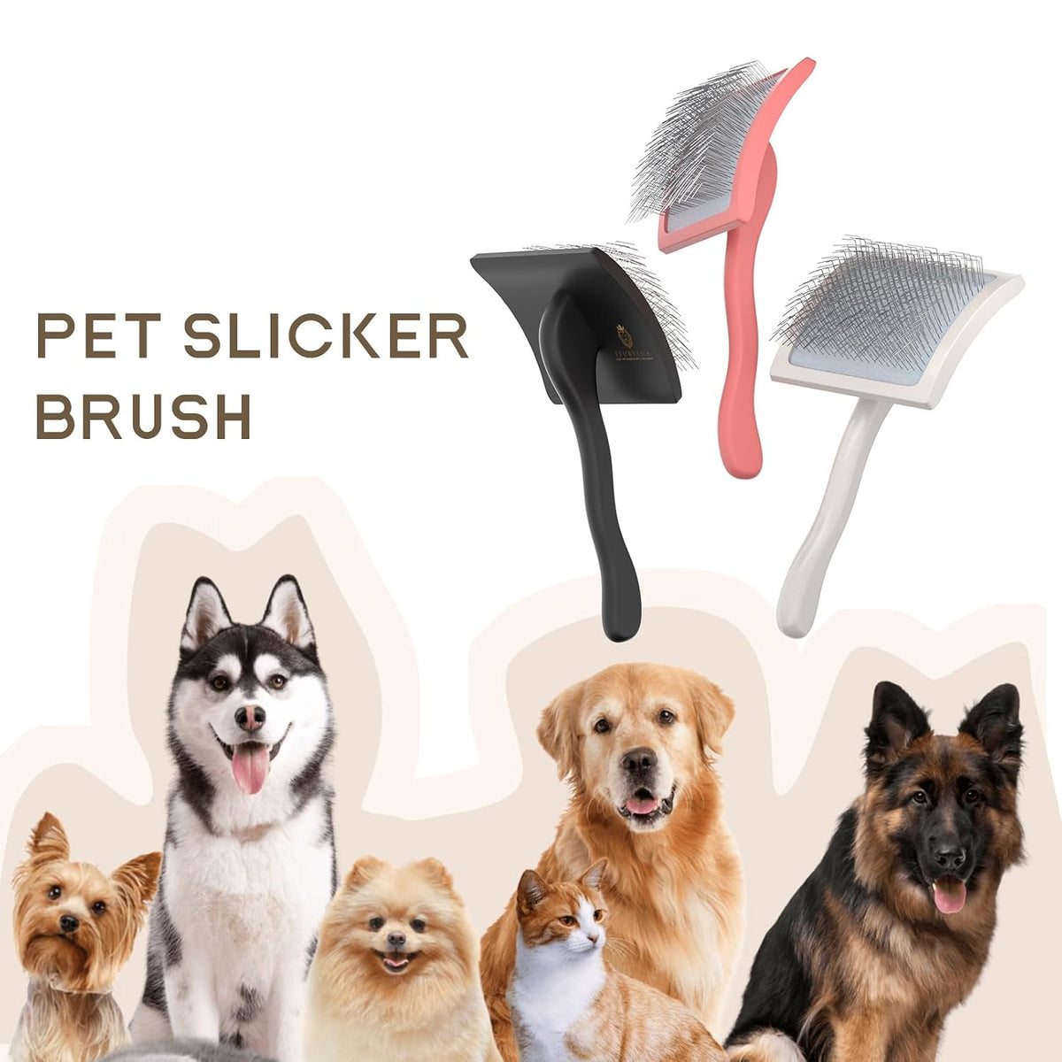 slicker brush for dogs – professional long pin showing dimensions