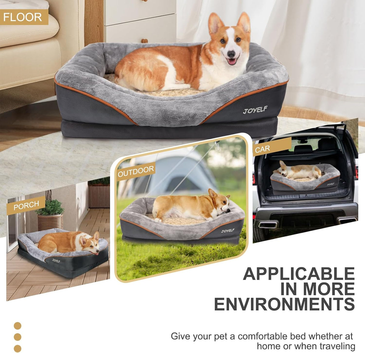 joyelf xlarge memory foam dog bed, orthopedic dog, package contents