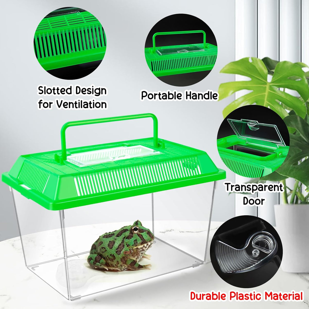 plastic reptile terrariums carrier cage, tarantula enclosure snake, side view