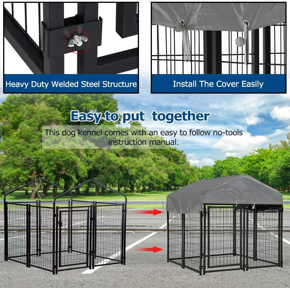 paylesshere welded wire dog kennel heavy duty playpen, side view