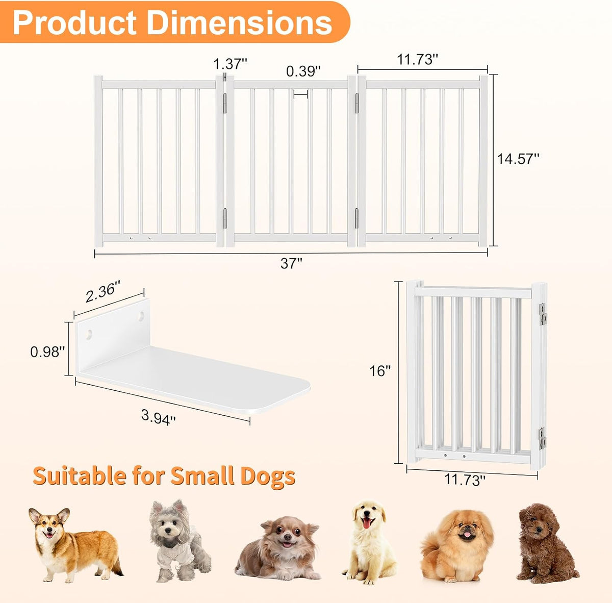 snughome short dog gate indoor, 16" high freestanding shown in use
