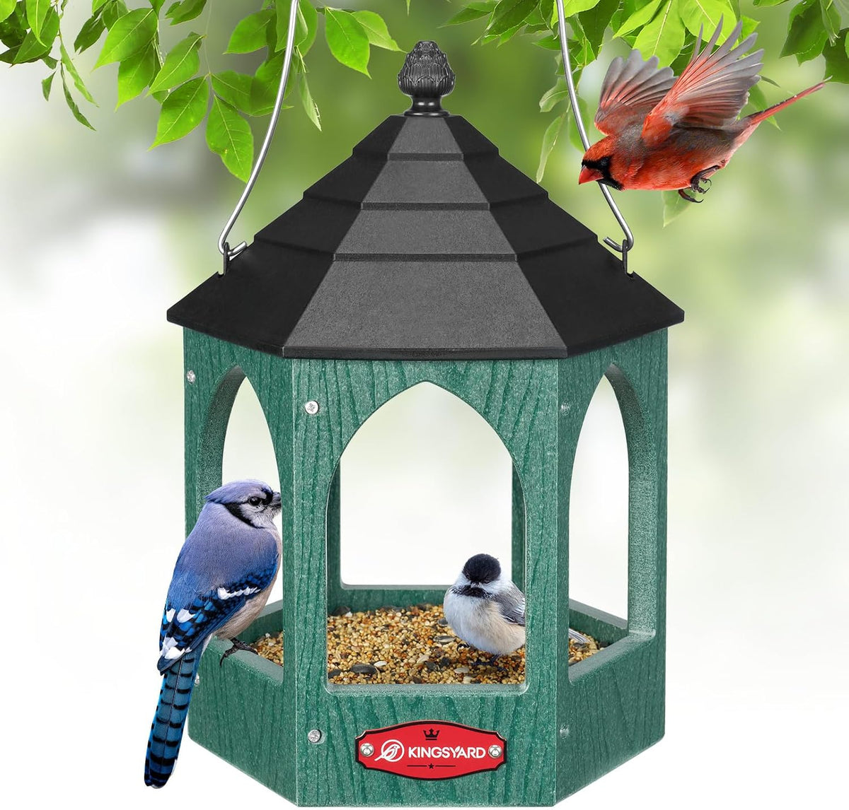 kingsyard platform bird feeder for outdoor hanging, main product view