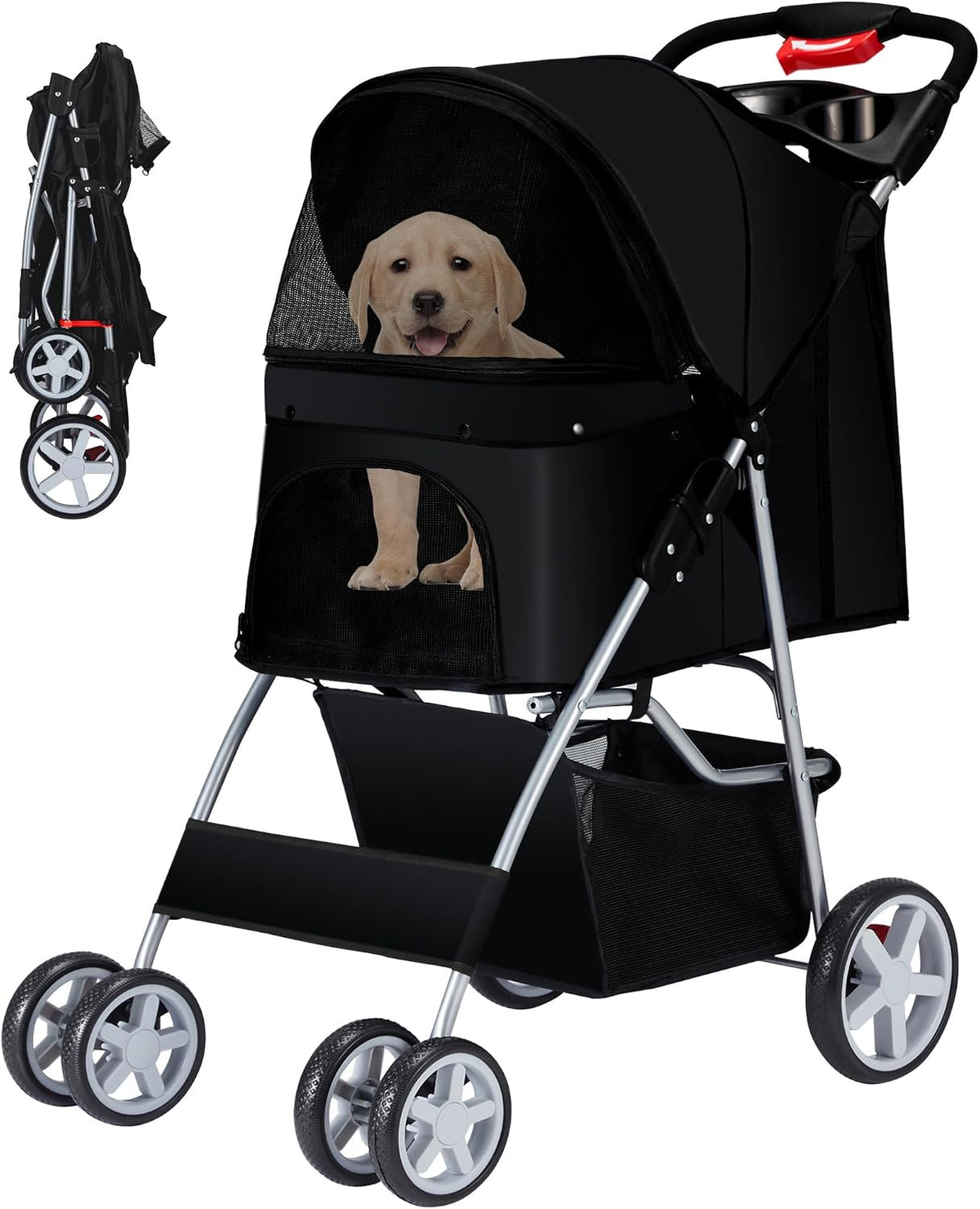 foldable pet stroller 4 wheels for small medium, main product view