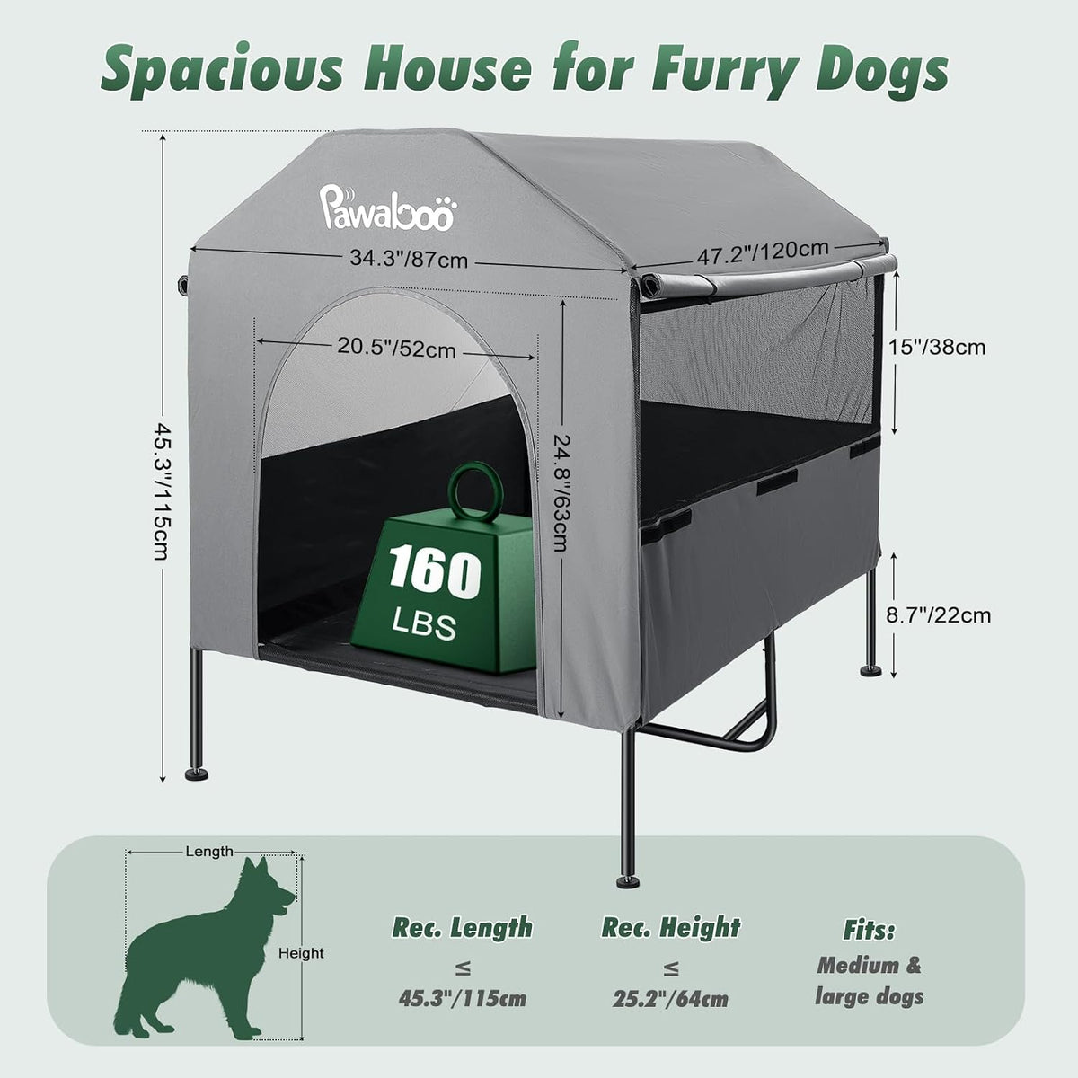 pawaboo 47" xl dog house outdoor weatherproof, with, package contents