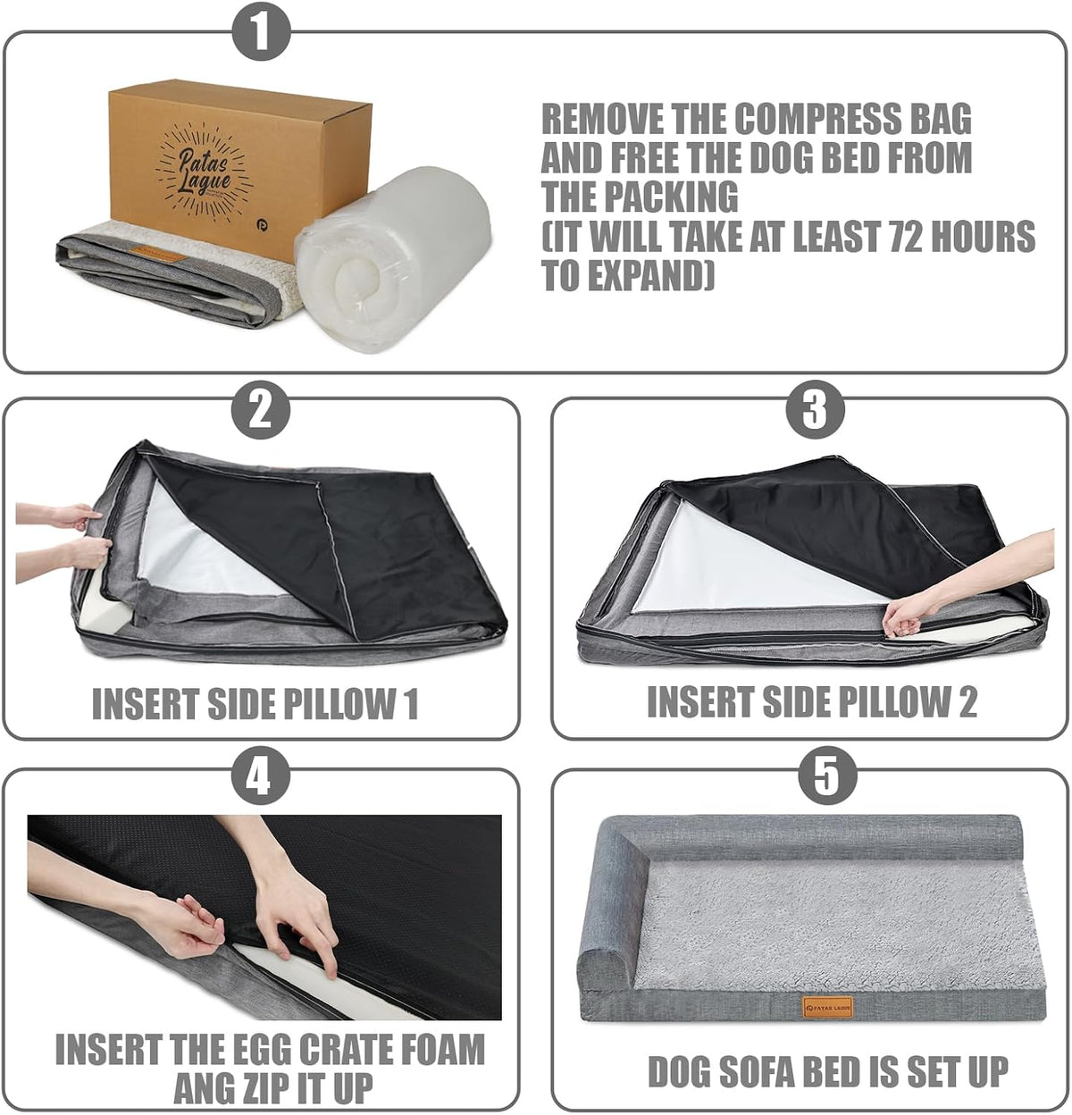 patas lague orthopedic large dog bed washable pet on a desk or shelf